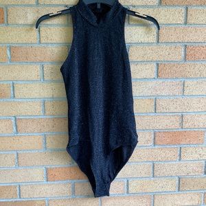 Shein Black Sparkle High Neck Body Suit